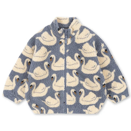 Konges Sløjd Jody Teddy Winterjas in Swan van zachte teddyfleece, bij De Gele Flamingo