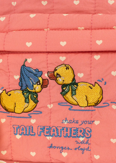 Konges Sløjd Juno Mini Rugzak Coeur Feathers met voorvak met ritssluiting, te koop bij De Gele Flamingo
