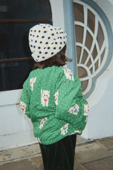 Konges Sløjd Juno Printed Bomber Jas Dot Miao Verde, OEKO-TEX STANDARD 100 klasse 1, bij De Gele Flamingo