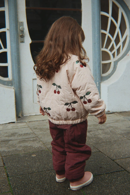 Konges Sløjd Juno Sequin Bomber Jas Cameo Rose met stevige rits voor kleine handjes, bij De Gele Flamingo