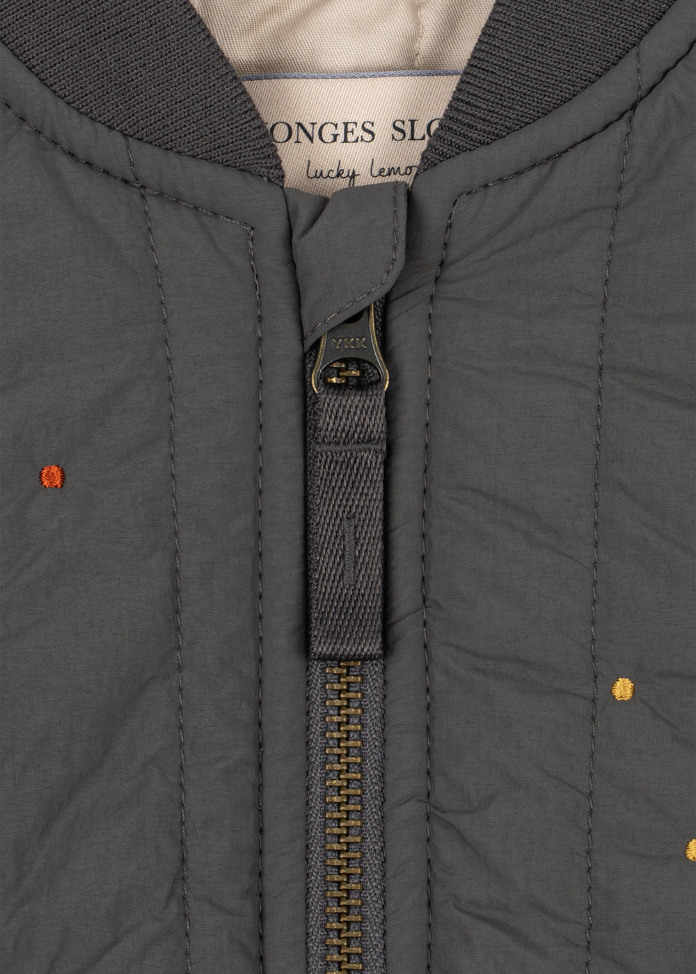 Konges Sløjd Juno Sequin Bomber Jas Magnet in grijs met groen, voor het tussenseizoen, bij De Gele Flamingo