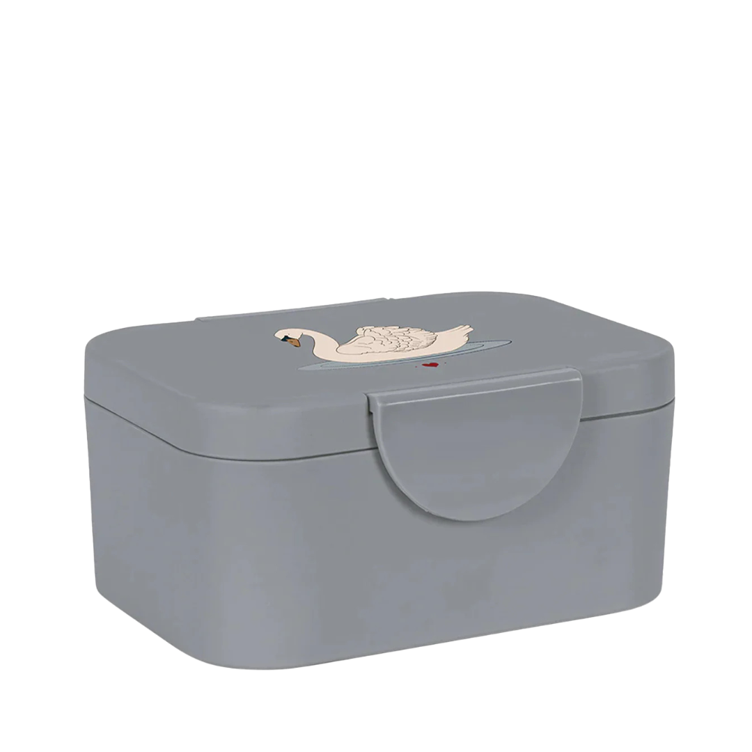 Konges Sløjd brooddoos in Swan Blue, vooraanzicht van de lunchbox voor kinderen