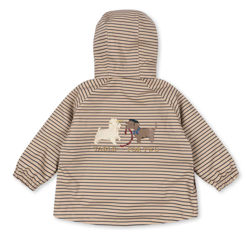 Konges Sløjd Palme Dog Regenjas Stripe La Mer met waterkolom van 10.000 mm, te koop bij De Gele Flamingo