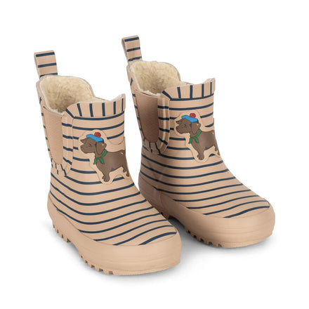 Konges Sløjd Roi Regenlaarzen in Stripe La Mer, lichte regenlaarzen voor kinderen, bij De Gele Flamingo
