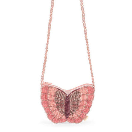 Konges Sløjd Schoudertasje Vlinder, tasje met vlindervormig design en kralen, bij De Gele Flamingo