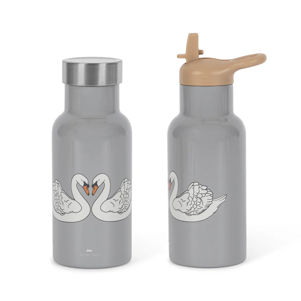 Konges Sløjd RVS thermo drinkfles 350ml in Swan Blue, vooraanzicht van de thermosfles
