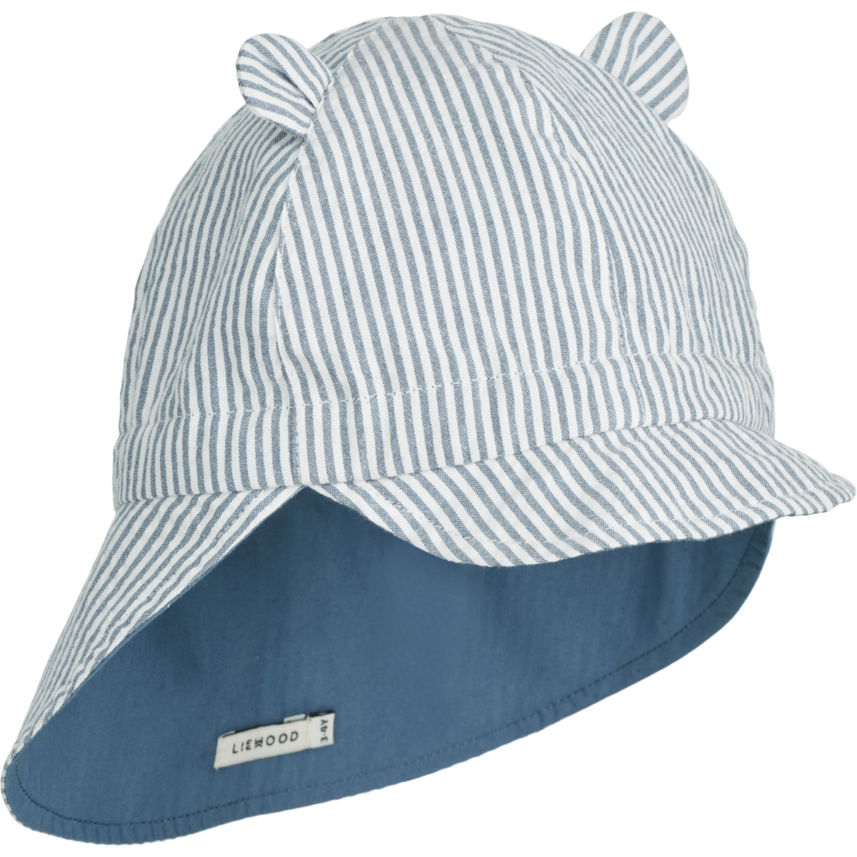 * Liewood Omkeerbaar UV Zonnehoedje Met Oortjes | Streepjes Blue Wave / Creme De La Creme
