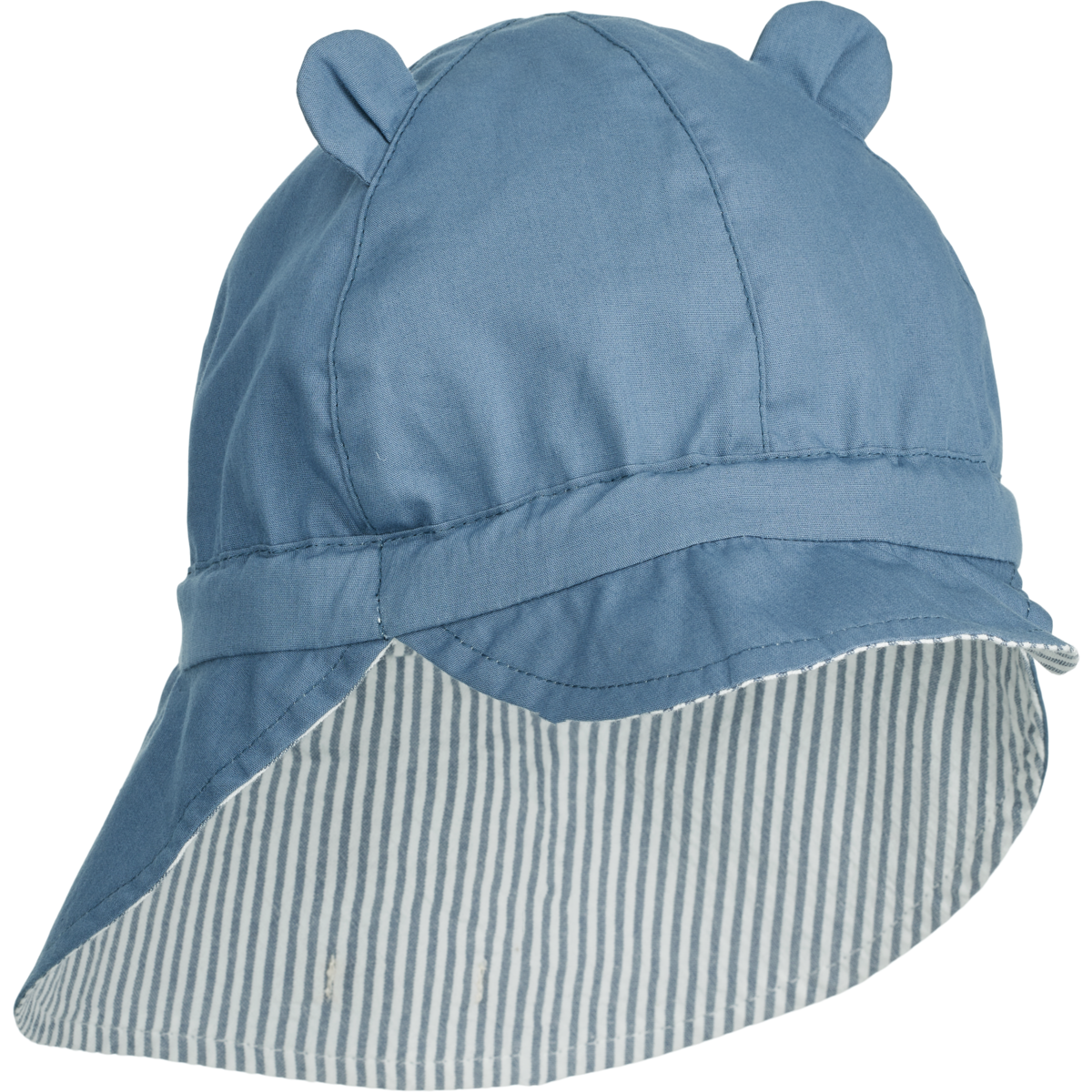 * Liewood Omkeerbaar UV Zonnehoedje Met Oortjes | Streepjes Blue Wave / Creme De La Creme