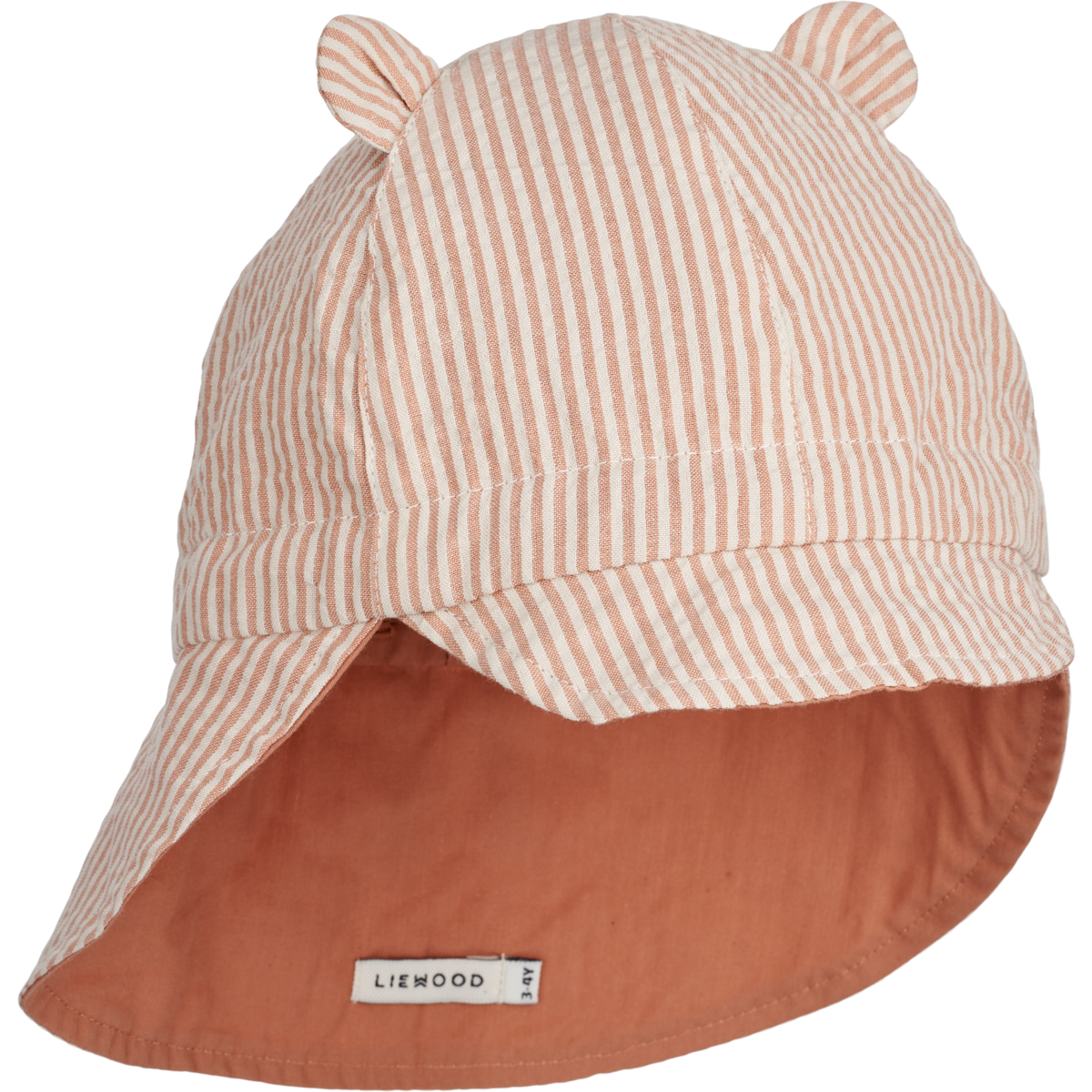* Liewood Omkeerbaar Zonnehoedje Met Oortjes | Streepjes Tuscany Rose / Sandy