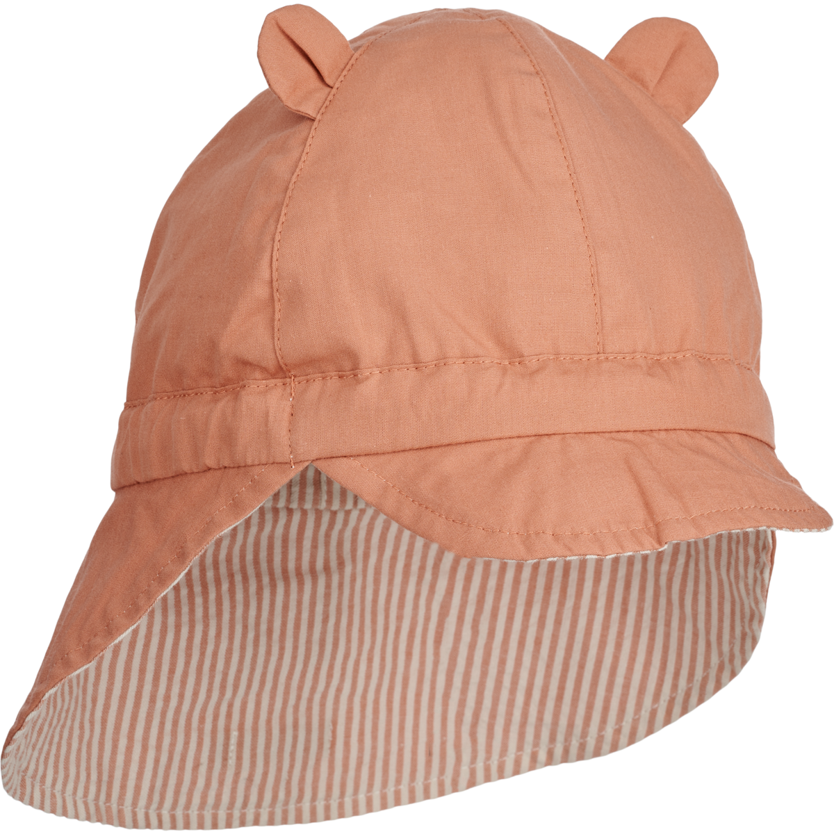 * Liewood Omkeerbaar Zonnehoedje Met Oortjes | Streepjes Tuscany Rose / Sandy