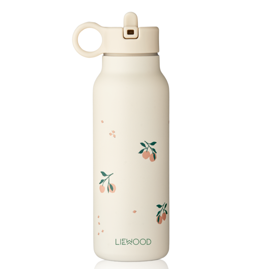 Liewood Falk stalen drinkfles in Peach / Sea Shell Mix print, vooraanzicht