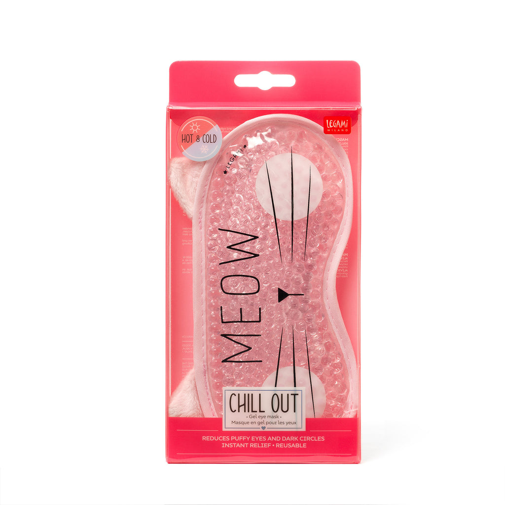 Legami Chill Out gel oogmasker Kat van ongeveer 19 x 6 cm voor een rustmoment, bij De Gele Flamingo
