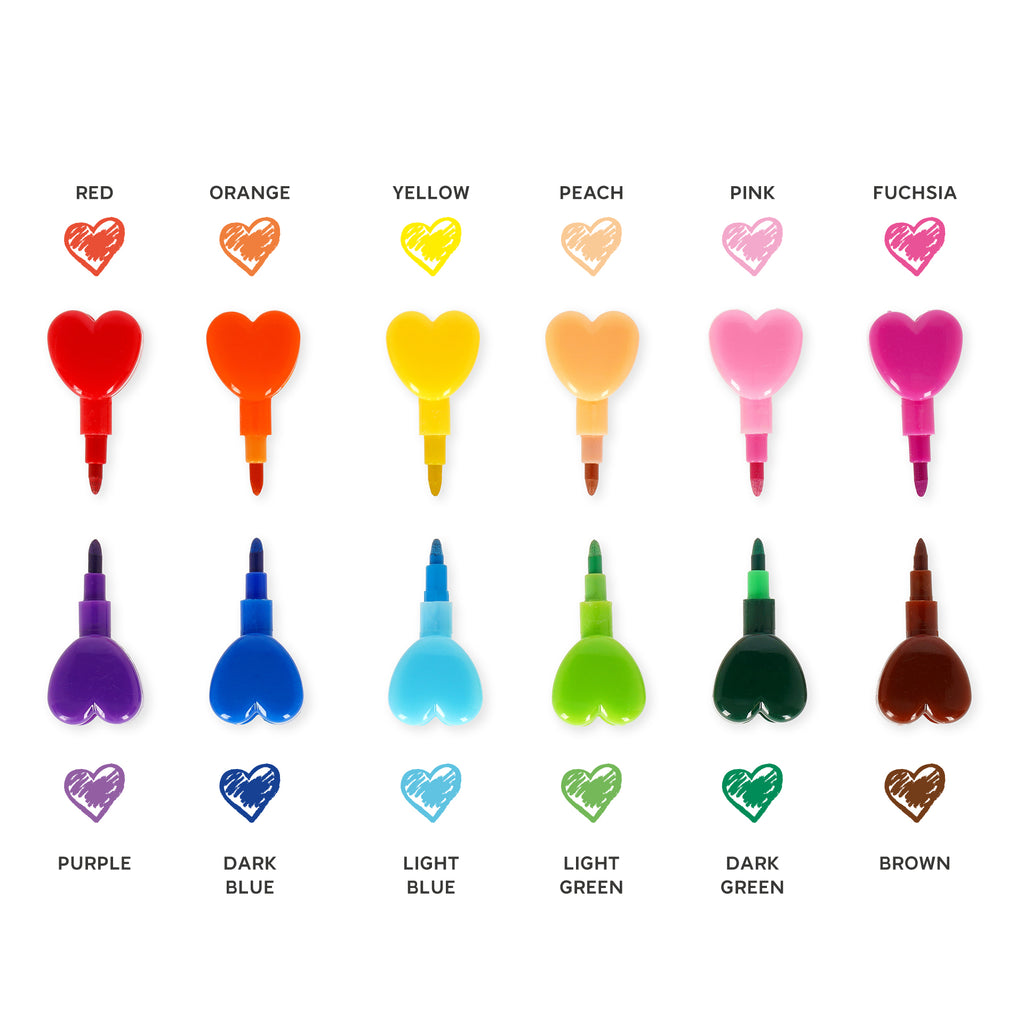 Set van 12 stapelbare kleurpotloden van Legami in twaalf kleuren, te koop bij De Gele Flamingo