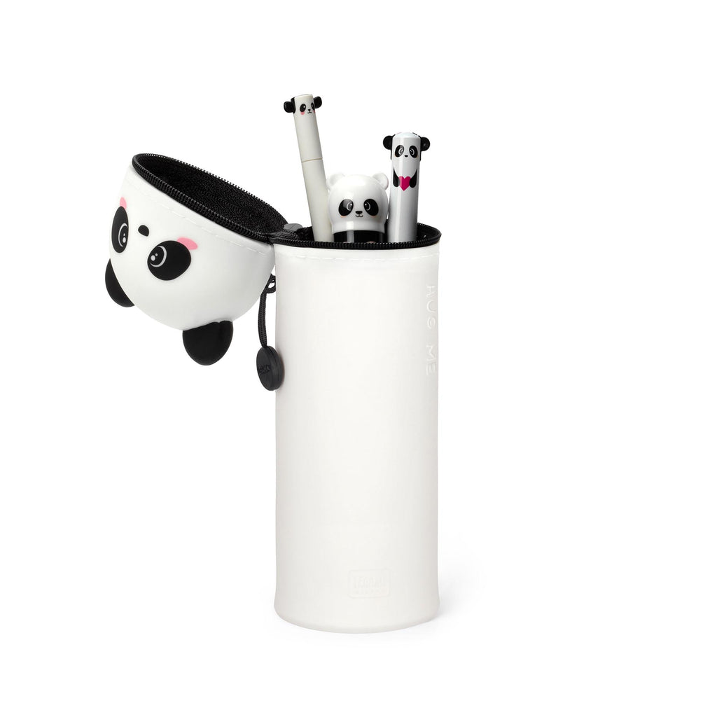 Panda pennenzak van Legami met ritssluiting, gemaakt van zacht siliconen, bij De Gele Flamingo
