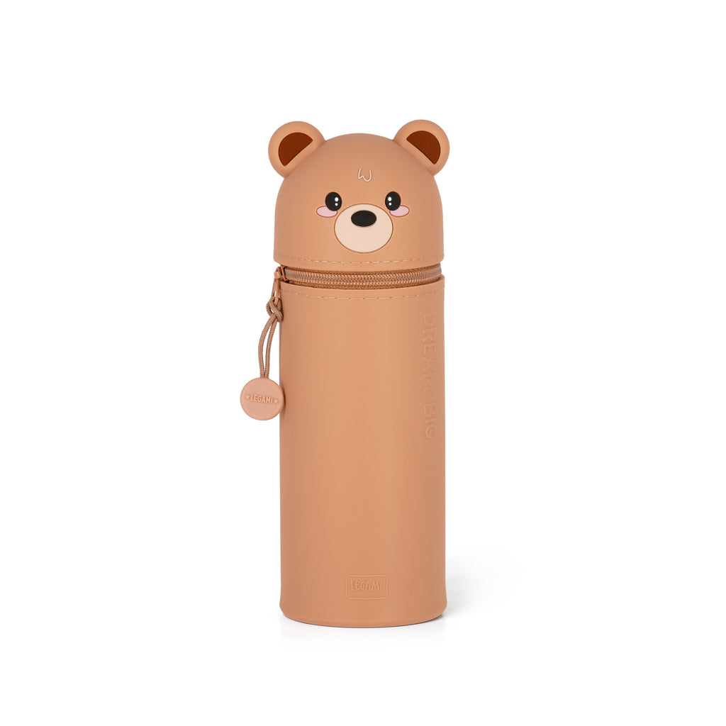 Legami Hug Me 2-in-1 silicone pennenzak Kawai met teddybeer, verkrijgbaar bij De Gele Flamingo
