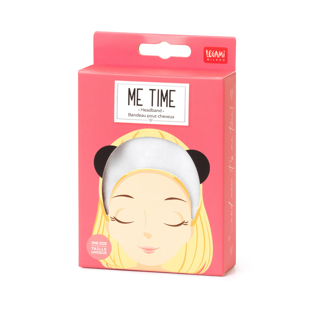 Zachte beauty haarband van Legami in pandadesign voor het aanbrengen van make-up, bij De Gele Flamingo