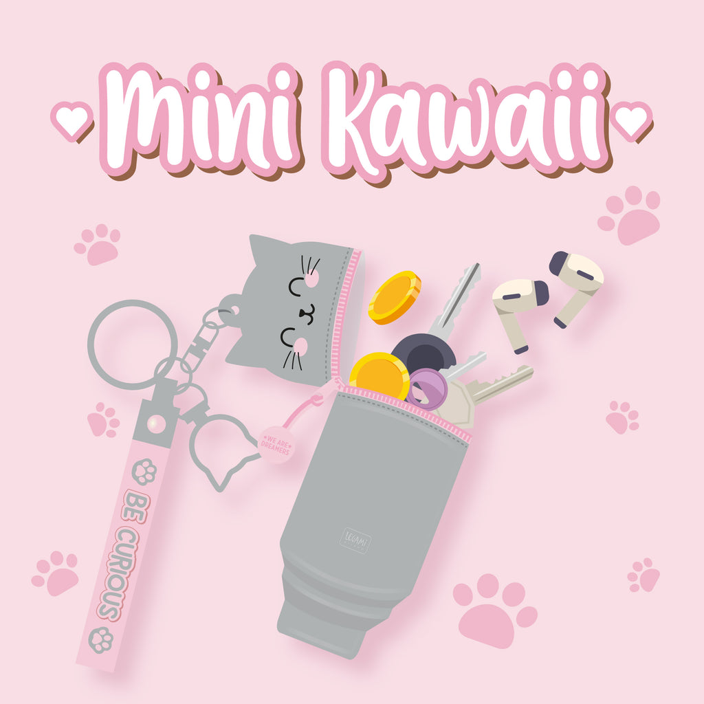 Legami Mini Kawaii kat portemonneetje van zacht siliconen, te koop bij De Gele Flamingo