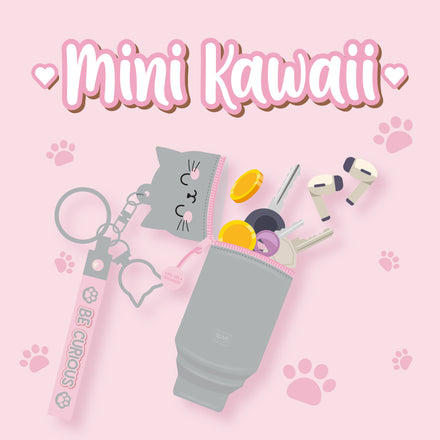Legami Mini Kawaii kat portemonneetje van zacht siliconen, te koop bij De Gele Flamingo