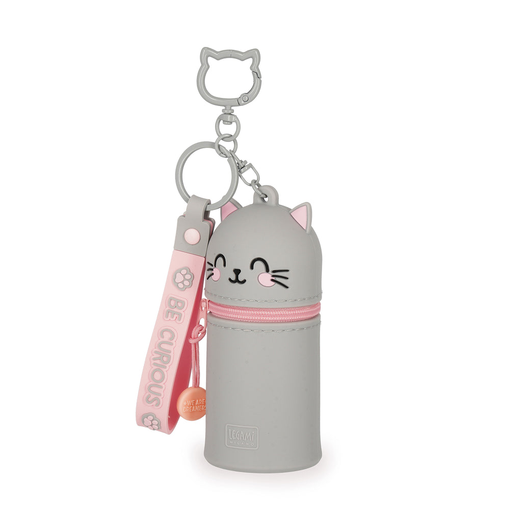 Legami Mini Kawaii kat met metalen sleutelring en karabijnhaak, van De Gele Flamingo