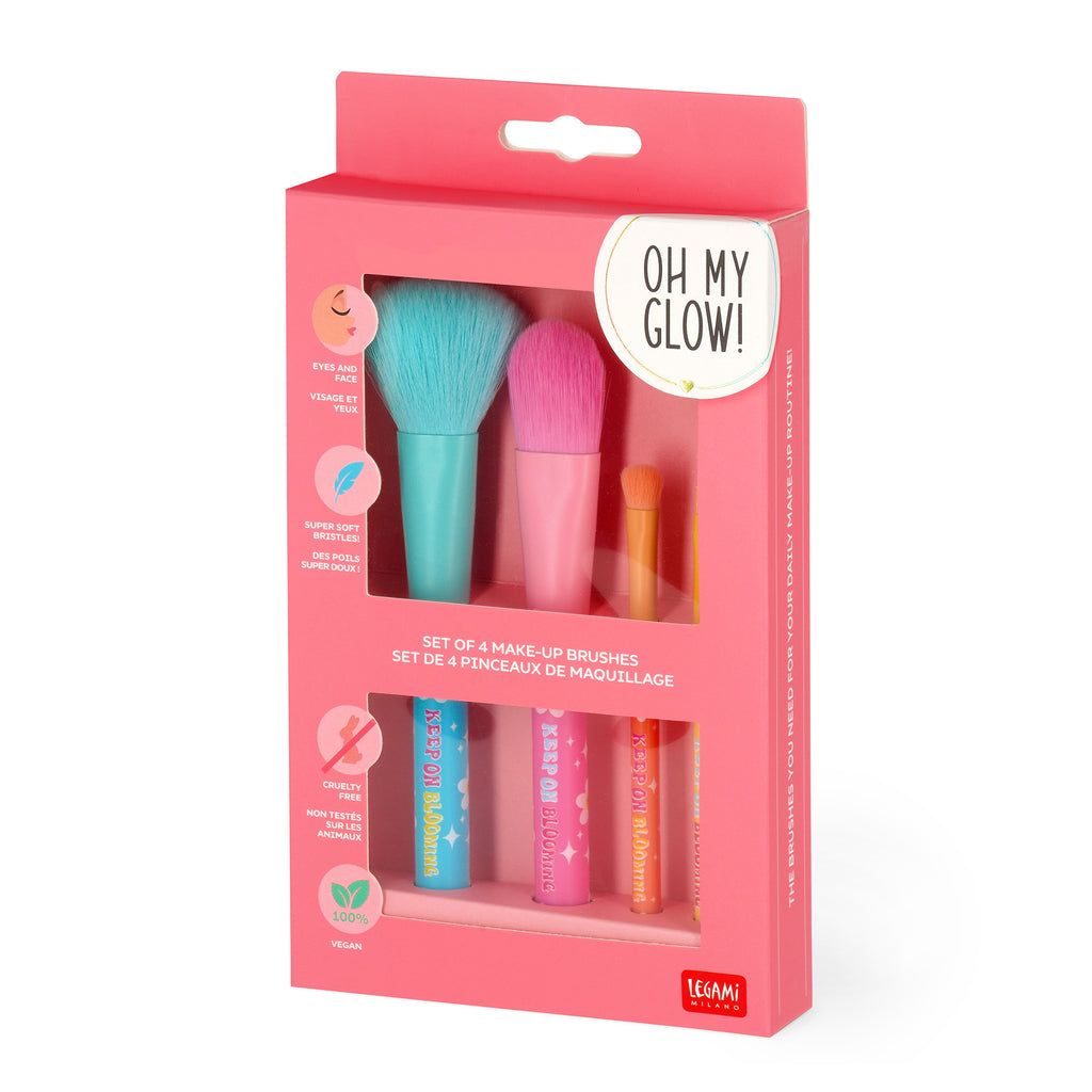 Set make-up borstels Bloemen van Legami in compact travel size formaat, uit het assortiment van De Gele Flamingo