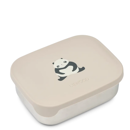 Liewood Arthur RVS lunchbox met Panda-print in Sandy, bij De Gele Flamingo