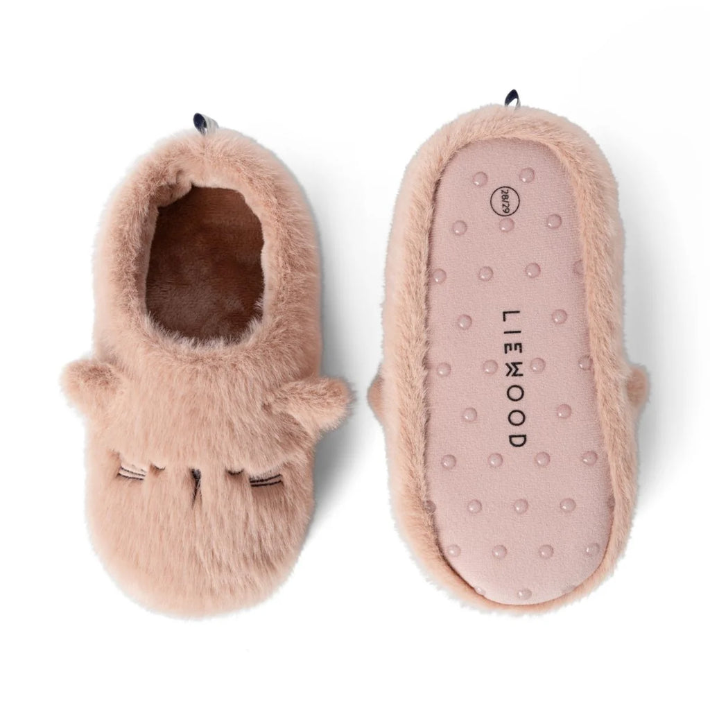 Liewood Aviaja Cat Pantoffels Pale Tuscany met speelse kattendetails, te koop bij De Gele Flamingo