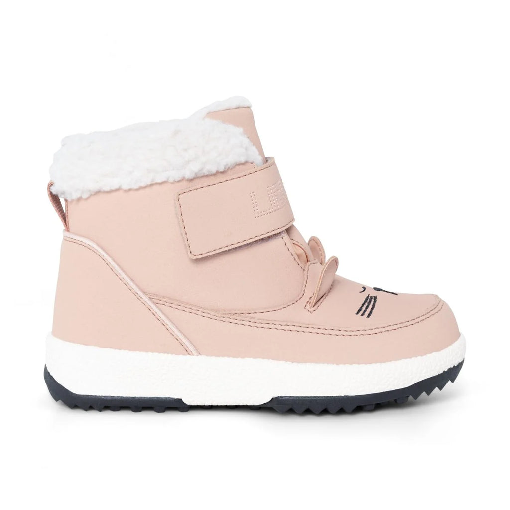 Liewood Barley Cat Winterlaarzen Pale Tuscany met klittenbandsluiting en speelse kattendetails, De Gele Flamingo
