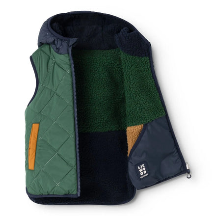 Liewood Diana Omkeerbare Vest Classic Navy Mix met beschermende gewatteerde zijde, De Gele Flamingo