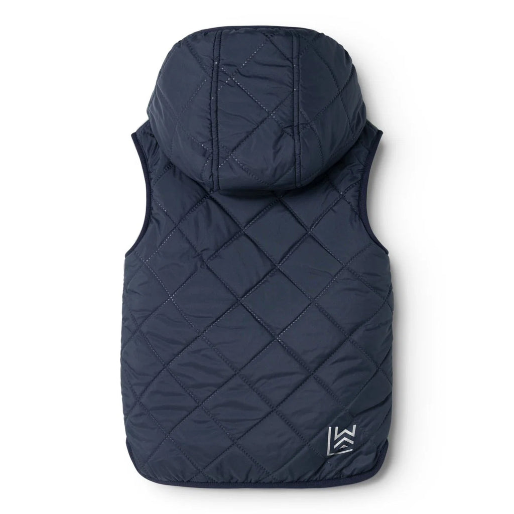 Liewood Diana Omkeerbare Vest Classic Navy Mix met ritssluiting en schuine zakken, De Gele Flamingo