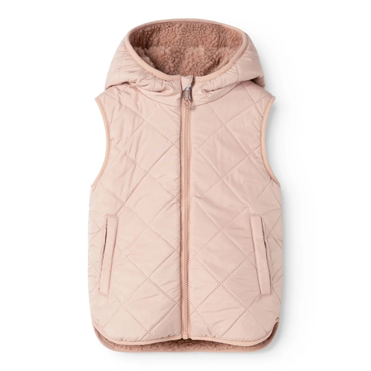 Liewood Diana Omkeerbare Vest in Pale Tuscany Mix, licht kindervest met kap bij De Gele Flamingo