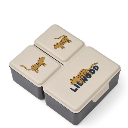 Liewood Driss lunchbox in Tiger Sandy, ruime brooddoos bij De Gele Flamingo