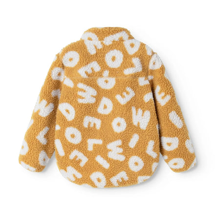 Liewood Noam Pile Jas in Letters / Yuzu, zachte fleecejas voor kinderen bij De Gele Flamingo