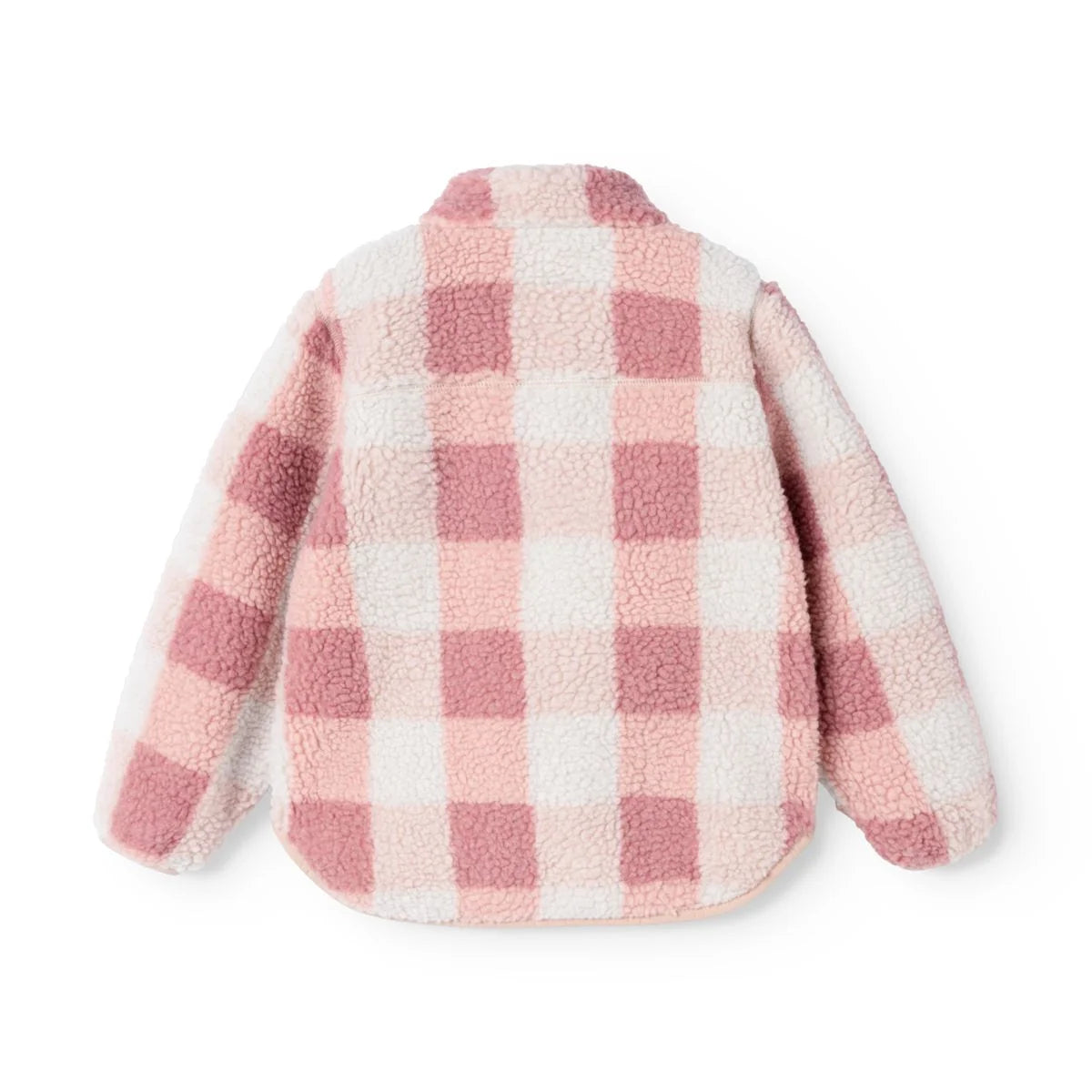 Liewood Nolan Pile Jas in Mega Check / Rose Blush, zachte fleecejas voor kinderen bij De Gele Flamingo