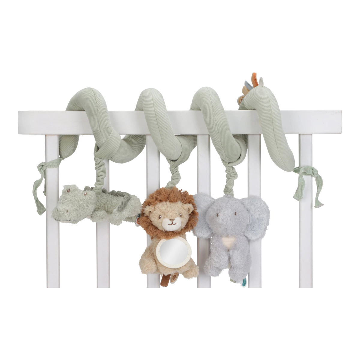 Little Dutch Activiteitenspiraal Safari Friends, zacht babyspeelgoed bij De Gele Flamingo