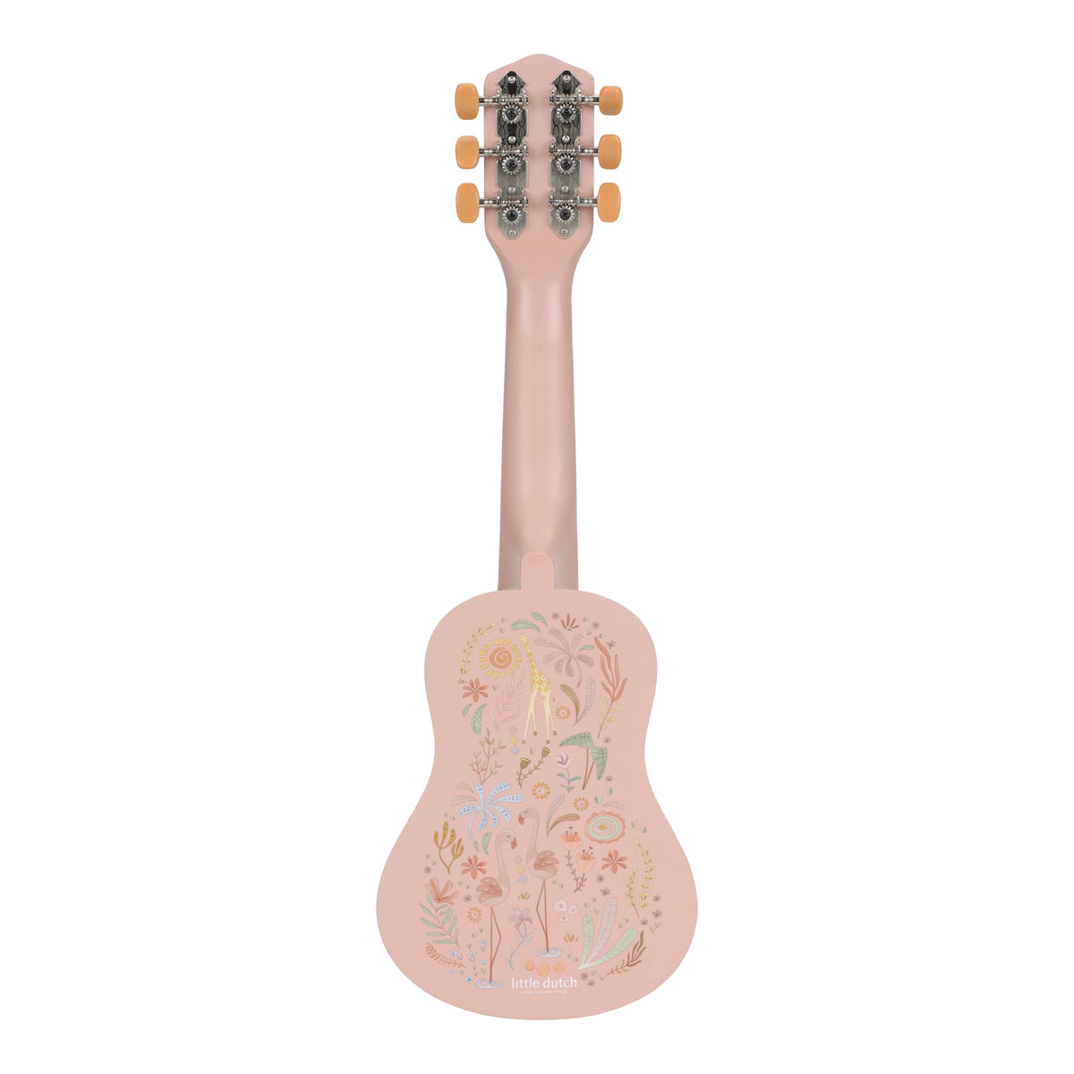Little Dutch Houten Gitaar Safari Friends in roze bij De Gele Flamingo, houten gitaar met safaridieren