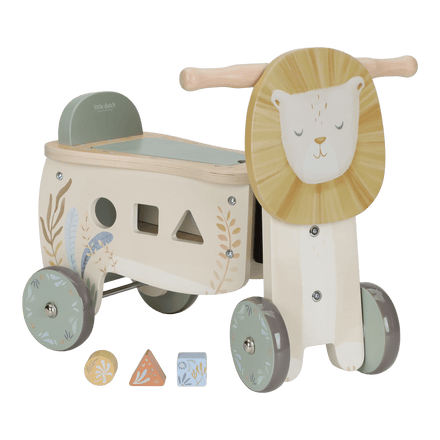 Little Dutch houten loopfiets Safari Friends Leeuw in zachte kleuren, te koop bij De Gele Flamingo