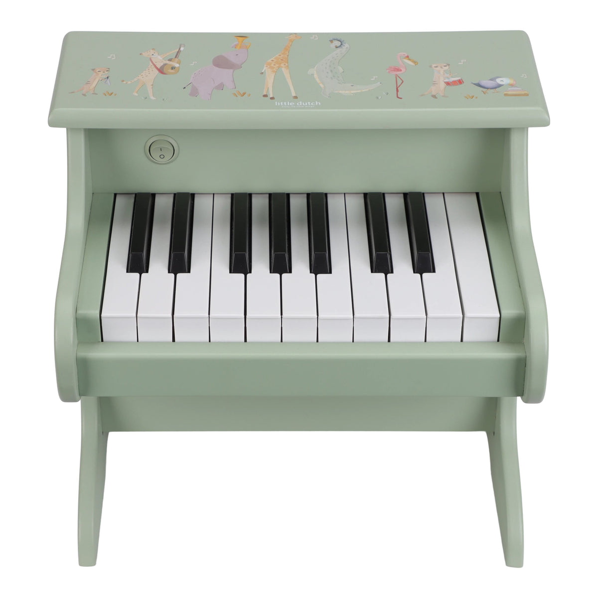 Little Dutch Houten Piano Safari Friends in groen bij De Gele Flamingo, kinderpiano met vrolijke safaridieren