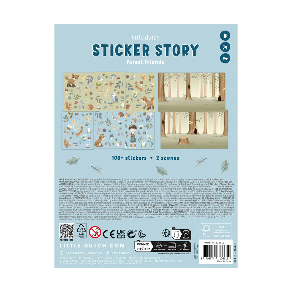 Little Dutch Stickerset Forest Friends in handig formaat om mee te nemen, De Gele Flamingo.