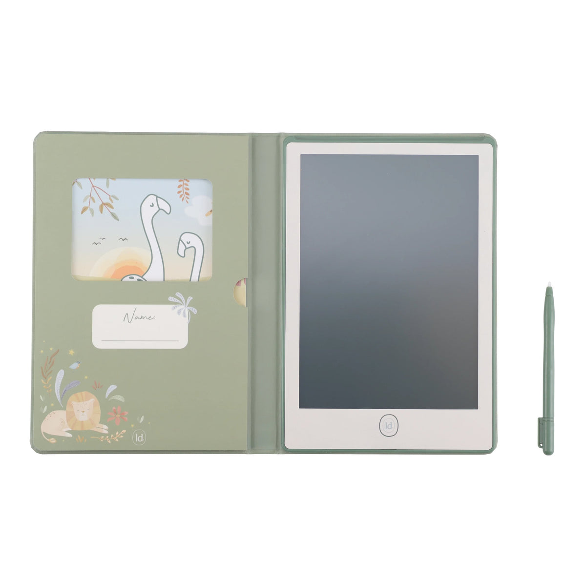 Little Dutch Tekentablet Safari Friends in groen bij De Gele Flamingo, LCD tekentablet voor kleine kunstenaars