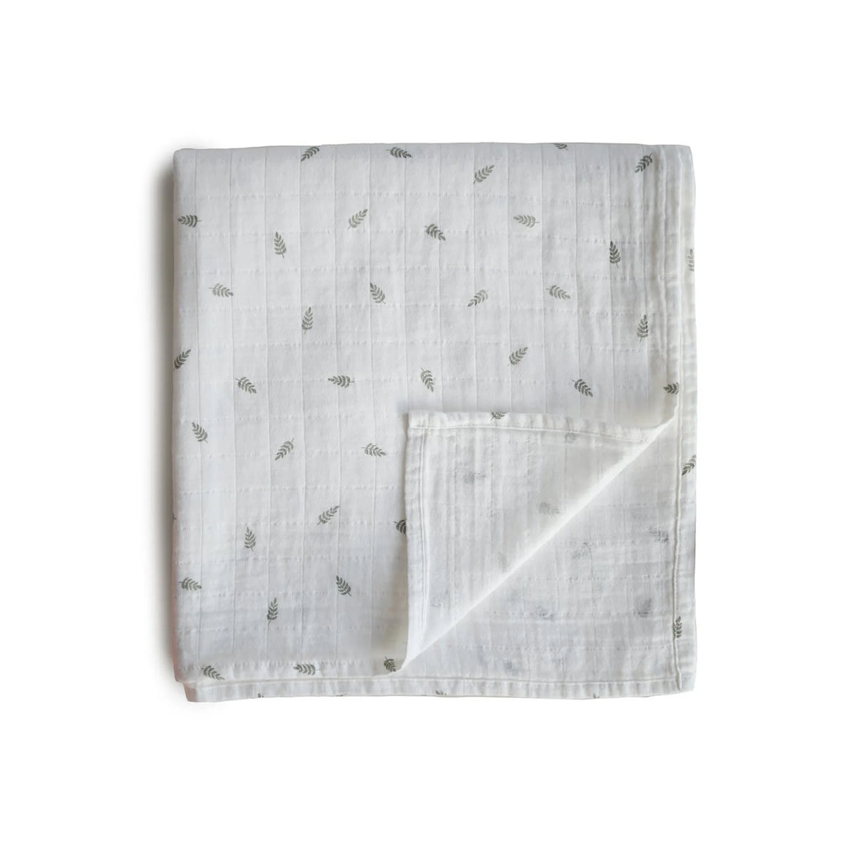 Mushie hydrofiele doek Leaves van 120x120 cm in 100% biologisch katoen, bij De Gele Flamingo
