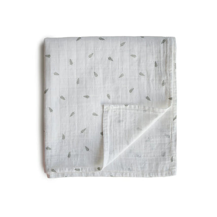 Mushie hydrofiele doek Leaves van 120x120 cm in 100% biologisch katoen, bij De Gele Flamingo