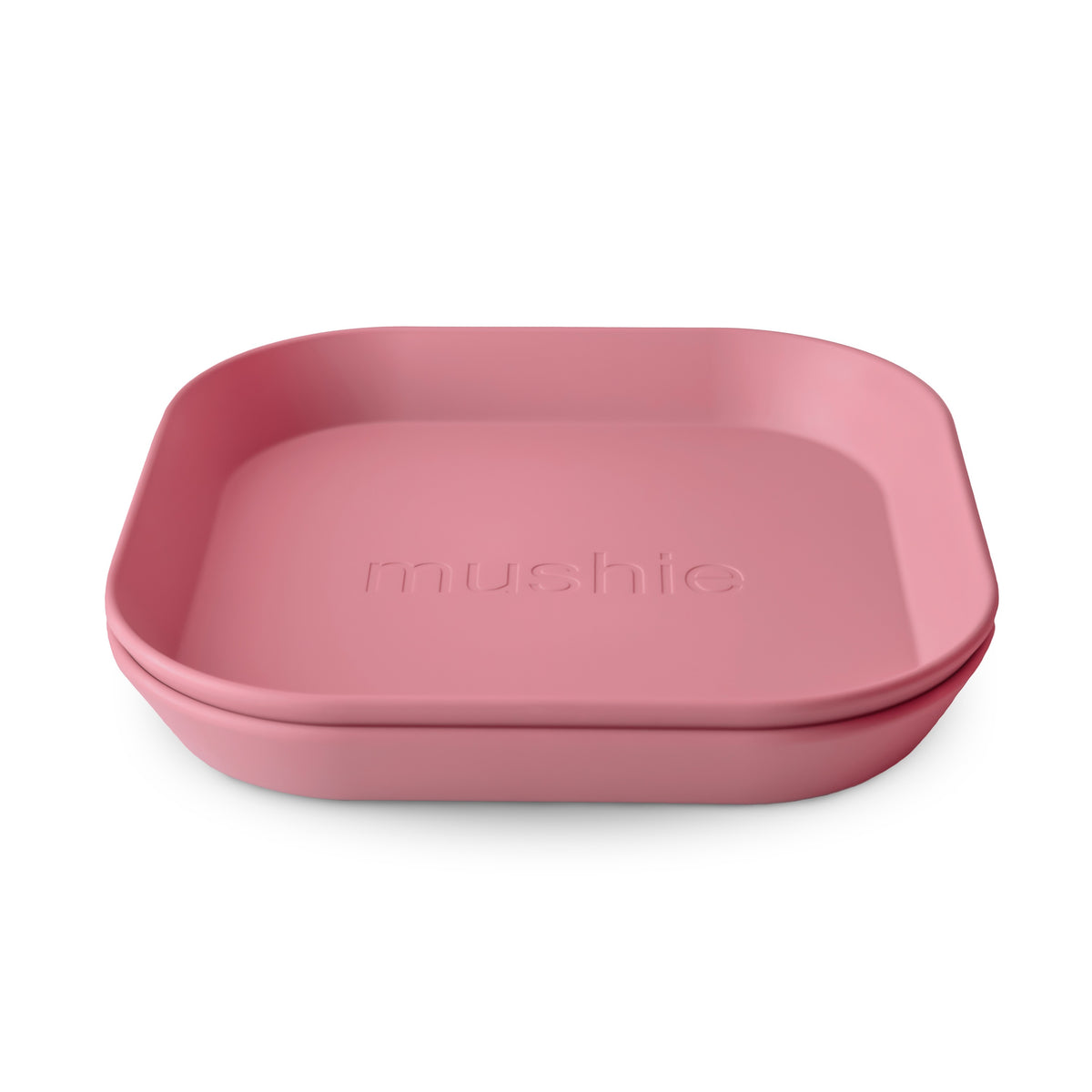 Mushie Bord Vierkant Set 2 in Dusty Rose bij De Gele Flamingo, minimalistisch Scandinavisch design in BPA-vrij polypropyleen