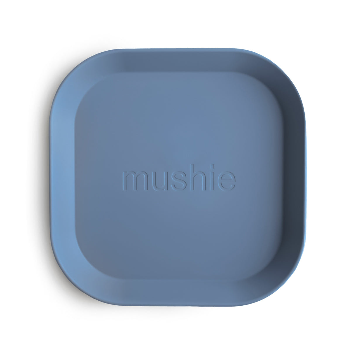 Mushie Bord Vierkant Set 2 in Twilight Blue bij De Gele Flamingo, lichtgewicht en stevig bord voor dagelijkse maaltijden