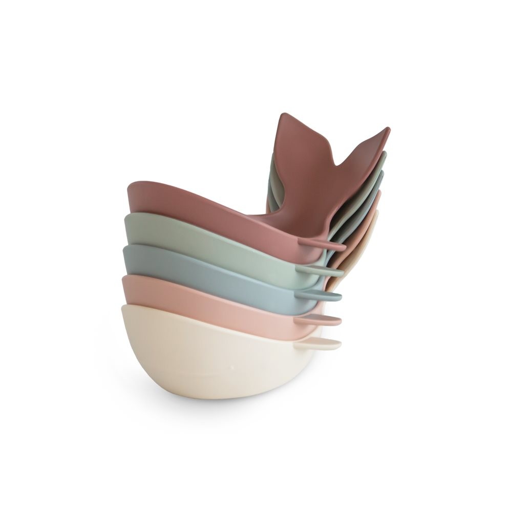 Mushie Walvis Badstapelspeelgoed Original, set van 5 drijvende walvissen, De Gele Flamingo