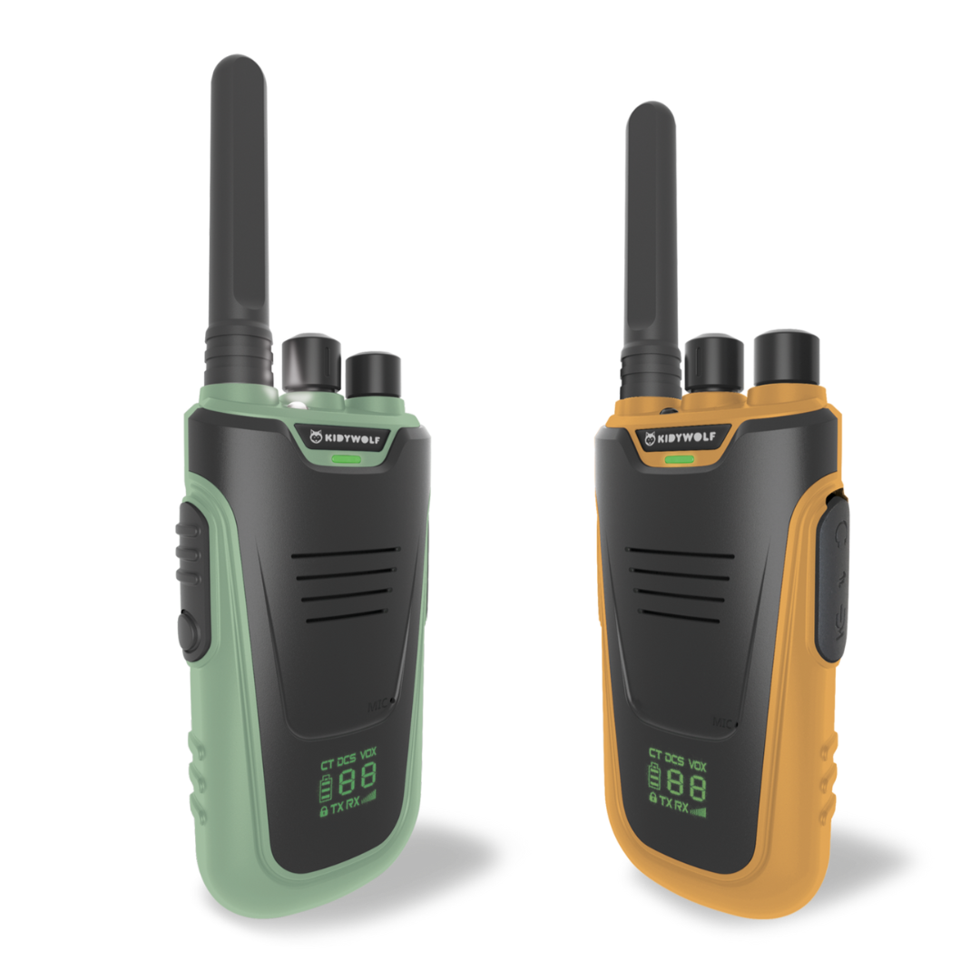 Kidywolf Kidytalk walkie talkie set groen en oranje - vooraanzicht