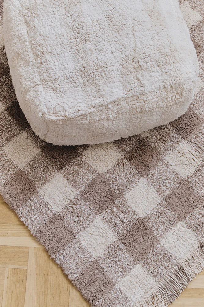 Lorena Canals Vichy Ivory poef van 40x40x20 cm, verkrijgbaar bij De Gele Flamingo