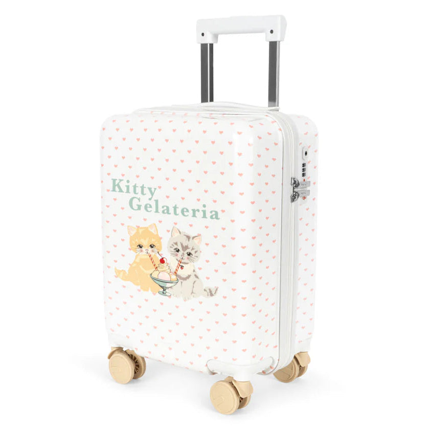 Konges Sløjd Travel Suitcase in Kitty Gelateria, kinderkoffer in cabineformaat, verkrijgbaar bij De Gele Flamingo
