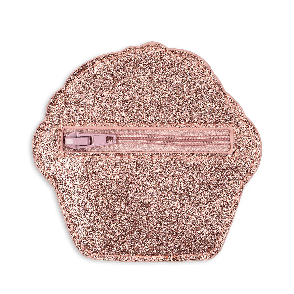 Konges Sløjd Portemonnee in Cupcake Glitter Rose voor muntjes en haarspeldjes, bij De Gele Flamingo