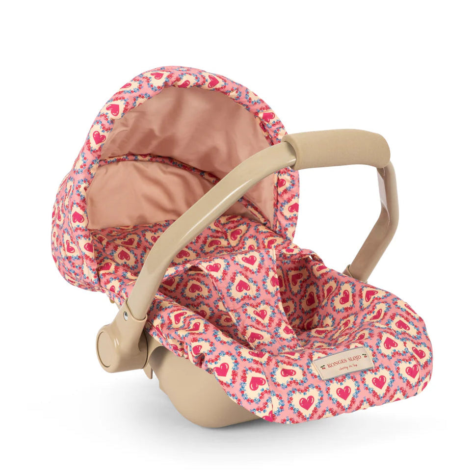 Konges Sløjd Pop Autostoel in Felice Rose, praktisch poppenautostoeltje voor fantasiespel, bij De Gele Flamingo