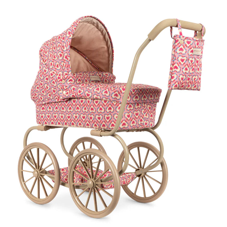Konges Sløjd Mini Poppenwagen in Felice Rose, vintage poppenwagen voor kleine poppenouders, bij De Gele Flamingo